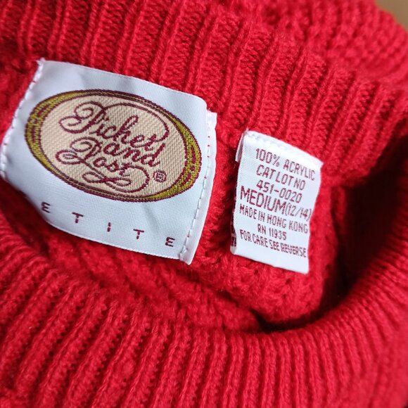 Vintage Medium Women's Crewneck Sweater MP Petite Red Knit 1990's Mommy - Picture 5 of 5